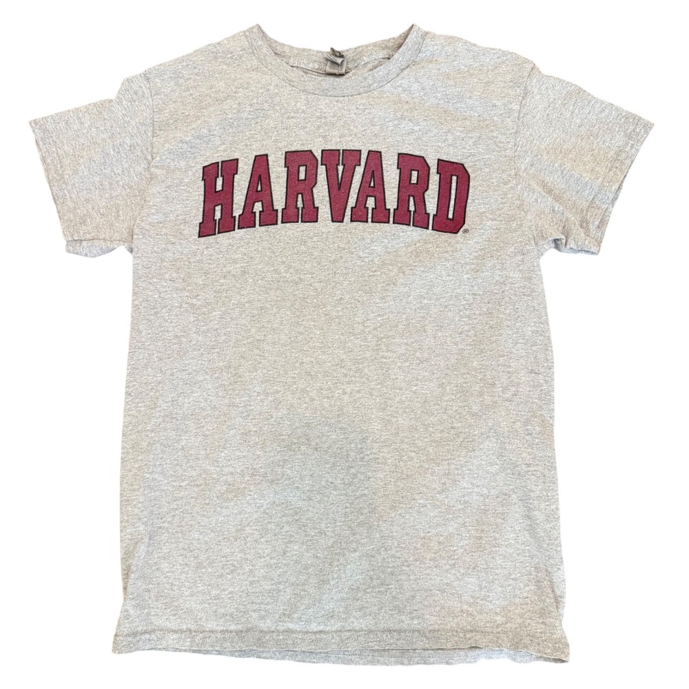 Gildan Harvard University T-Shirt Unisex Small Heather Grey Heavy Cotton Graphic
